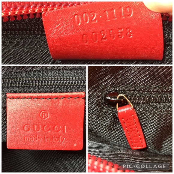 Authentic Gucci red leather monogram canvas tote bag - Picture 10 of 15